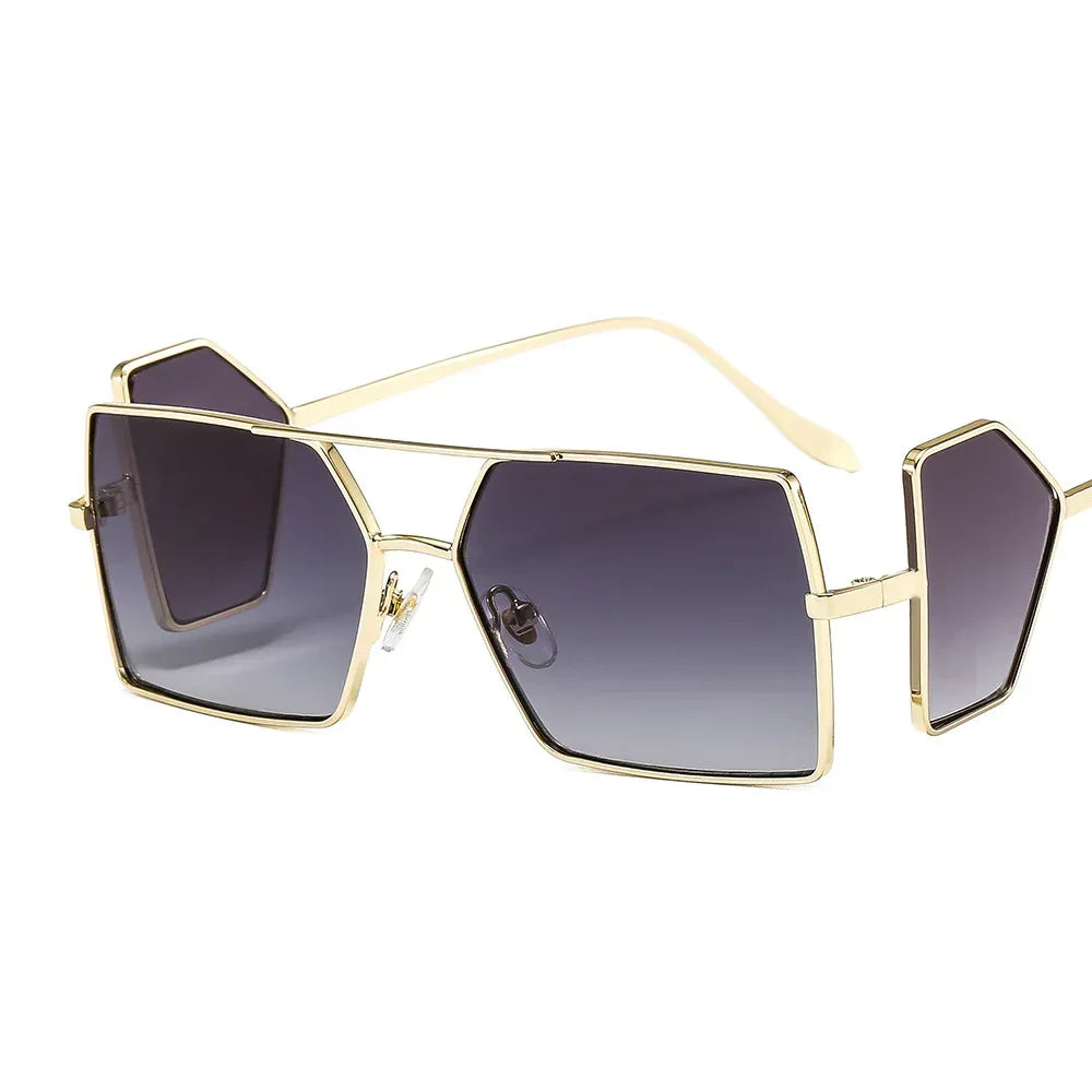Metal Side Lens Square Sunglasses - Viexta