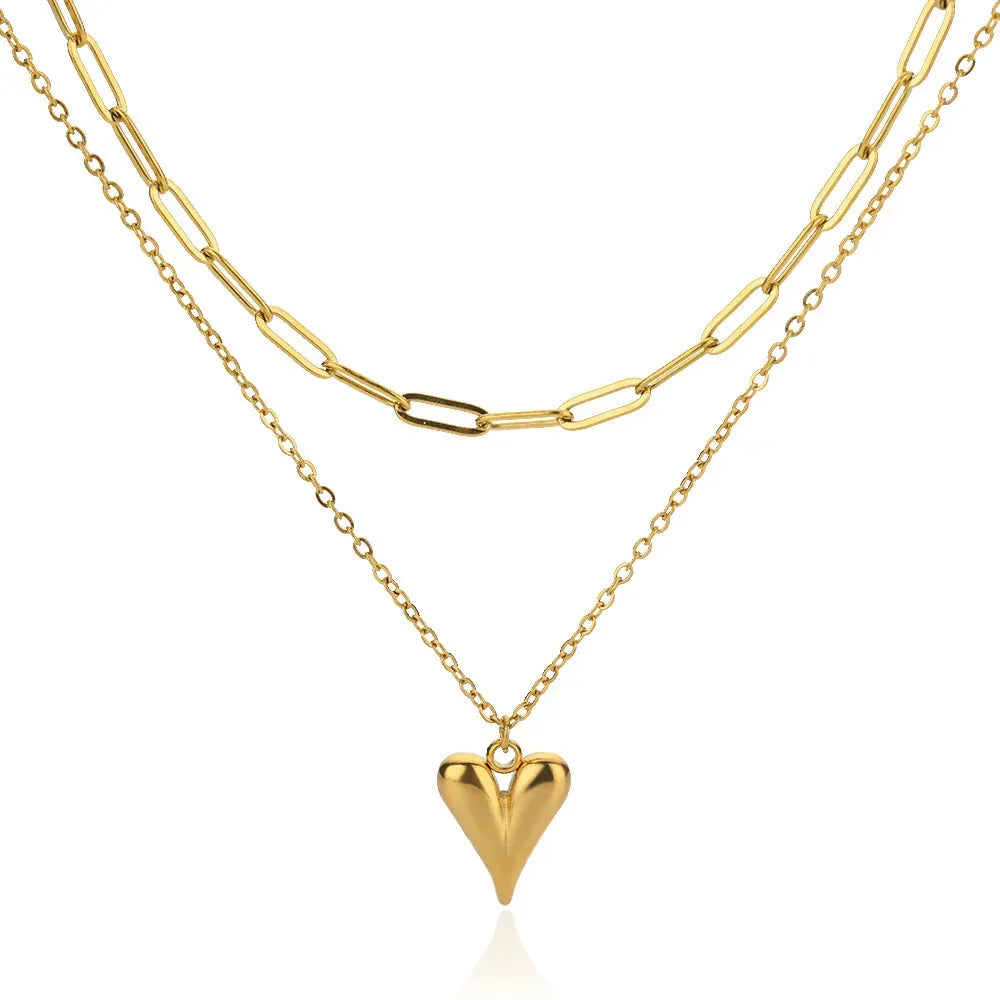 Golden Love Double-layer Necklace - Viexta