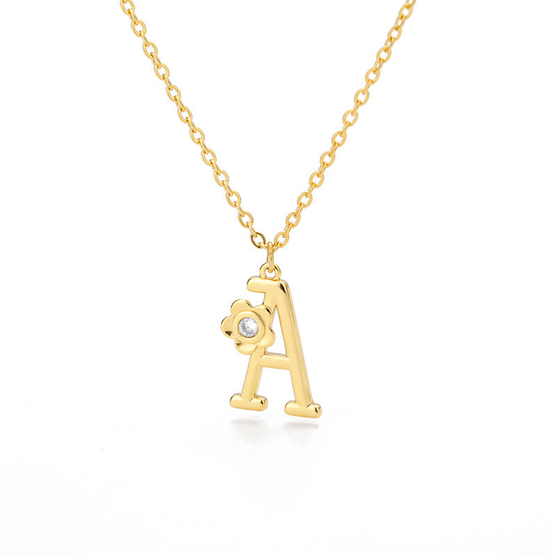 Rose English Alphabet Pendant Necklace