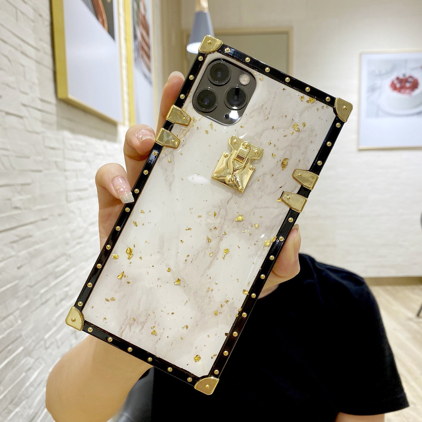 Gold foil drop gel iphone case