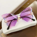 Diamond-encrusted Sunglasses In Butterfly Shape - Viexta