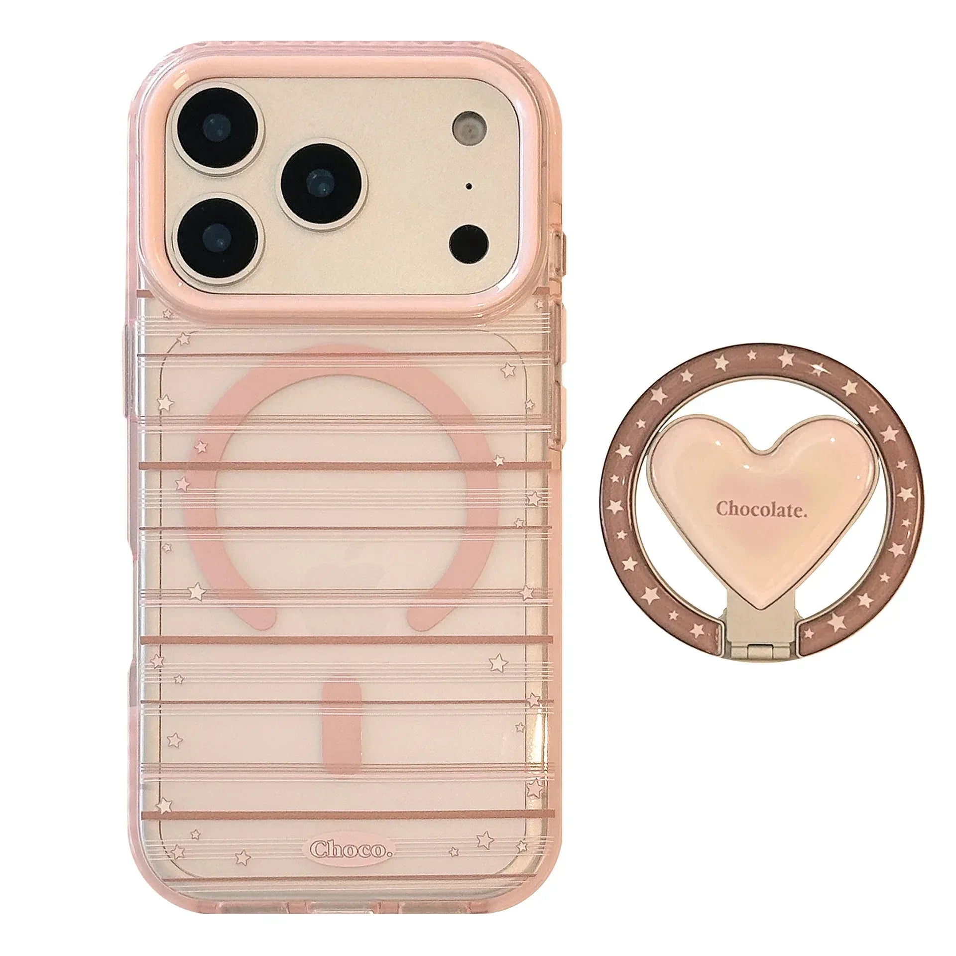 Magnetic Holder Pink-brown Striped iPhone Cases - Viexta
