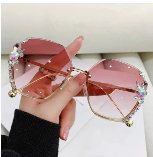 Rhinestone Purple Sunglasses - Viexta