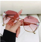 Rhinestone Purple Sunglasses - Viexta