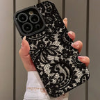 Black Lace-patterned iPhone Case - Viexta