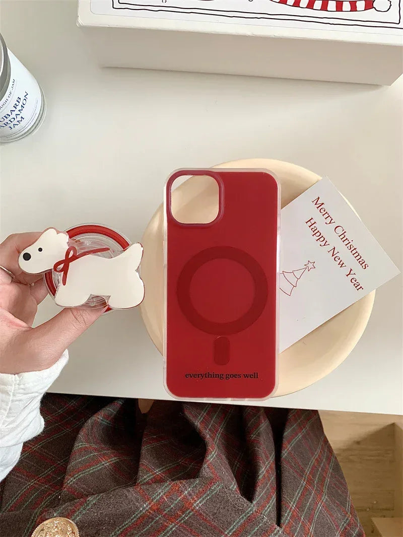 New Year Red Bow Tie Puppy Drop-resistant iPhone Case - Viexta