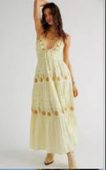 Summer V-neck Sleeveless Waist Embroidered Dress - Viexta