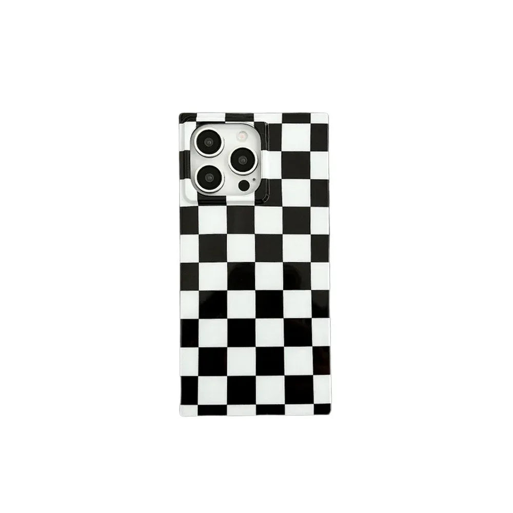 black-chessboard-grid-iphone-case - Viexta