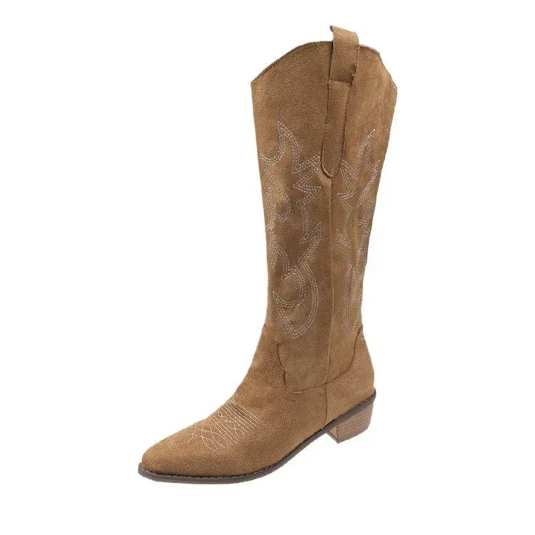 Vintage Embroidered V Cut Martin Boots - Viexta