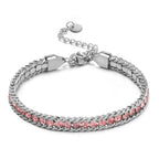 Zircon-studded Chain Pearl Bracelet