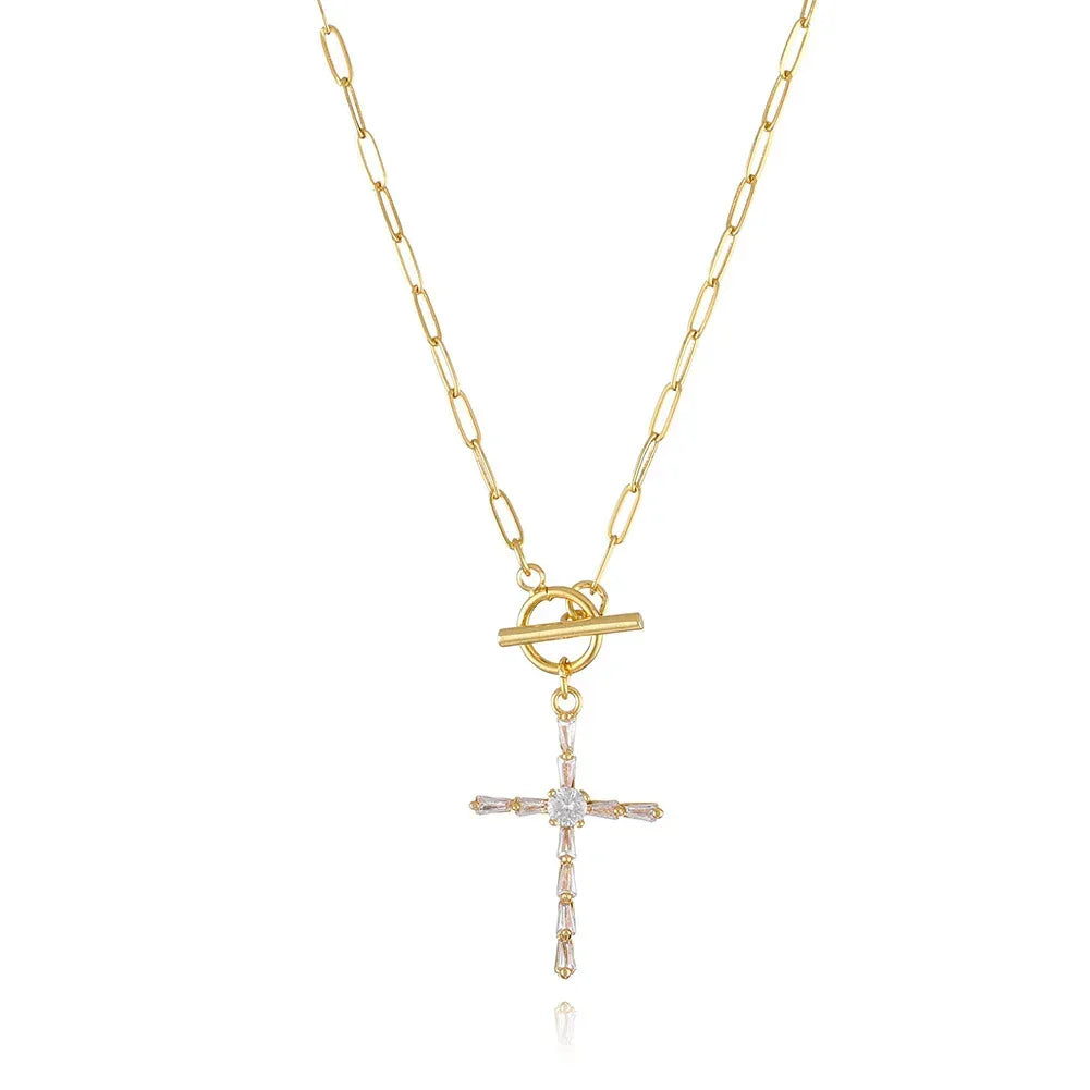 micro-inlaid-zircon-gold-plated-necklace - Viexta