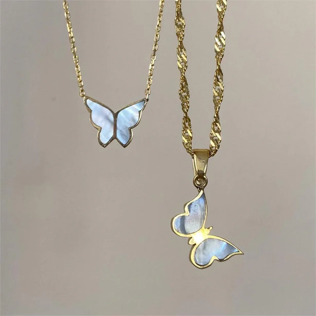 Electroplated 18K Golde Butterfly Necklace - Viexta