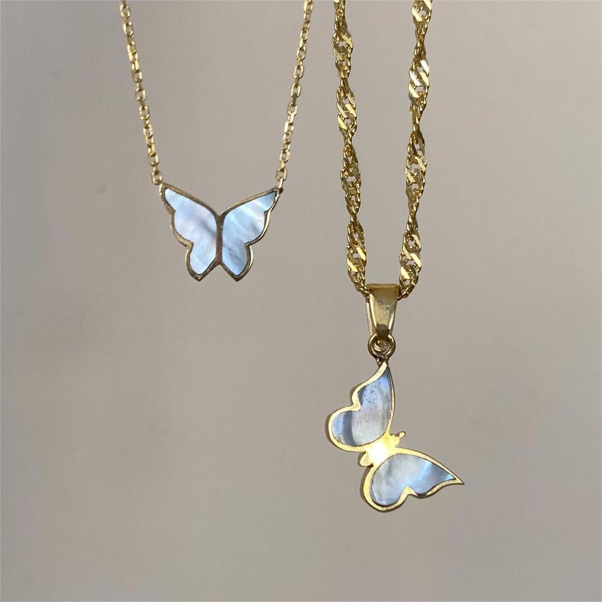 Electroplated 18K Golde Butterfly Necklace