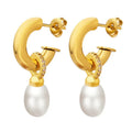 baroque-imitation-pearl-c-shaped-stud-earrings - Viexta