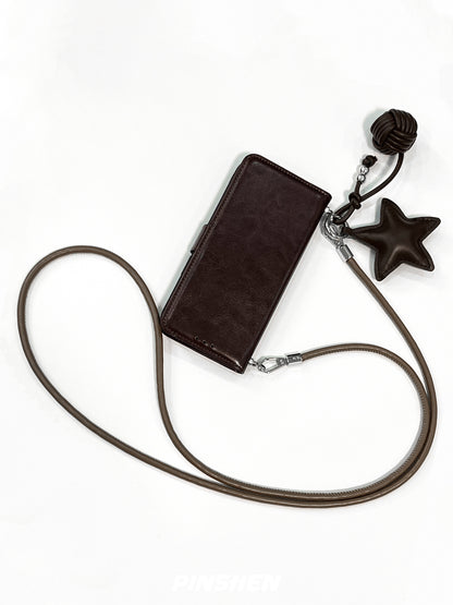 Niche Magnetic Flip Vintage Brown iPhone case