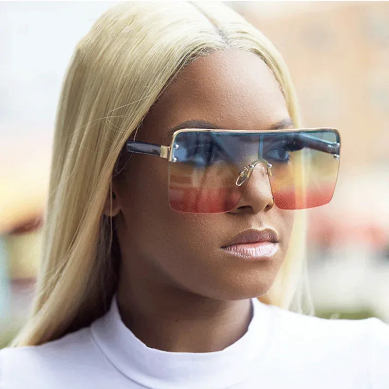 Fashion Big Frame Trend Metal Gradient Sunglasses - Viexta