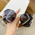 Women's Fashion Rimless Cut Edge Diamond Sunglasses - Viexta