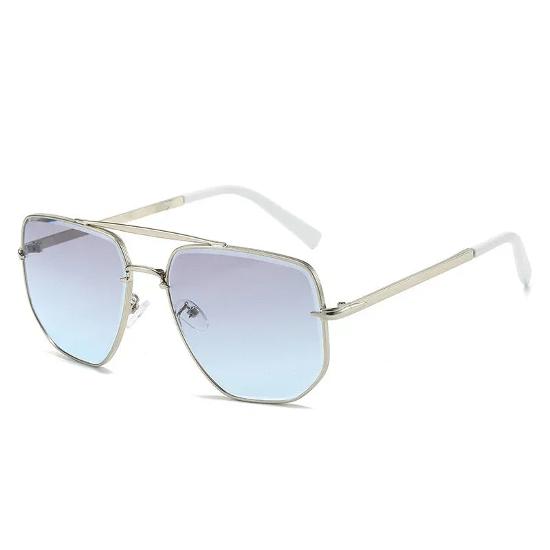 Fashion Square Metal Double Beam Sun Glasses - Viexta