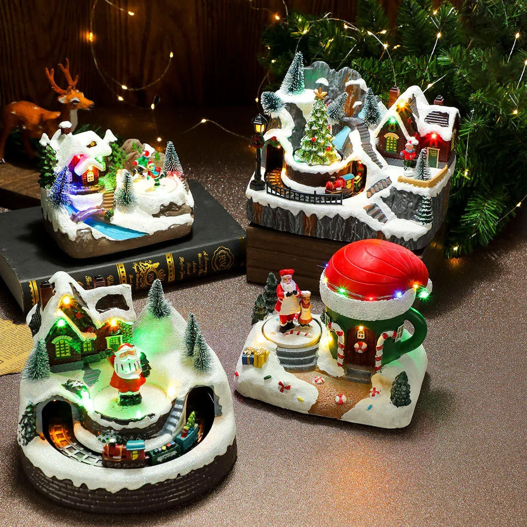 Christmas Rotating Resin Luminous Music Box Ornaments - Viexta