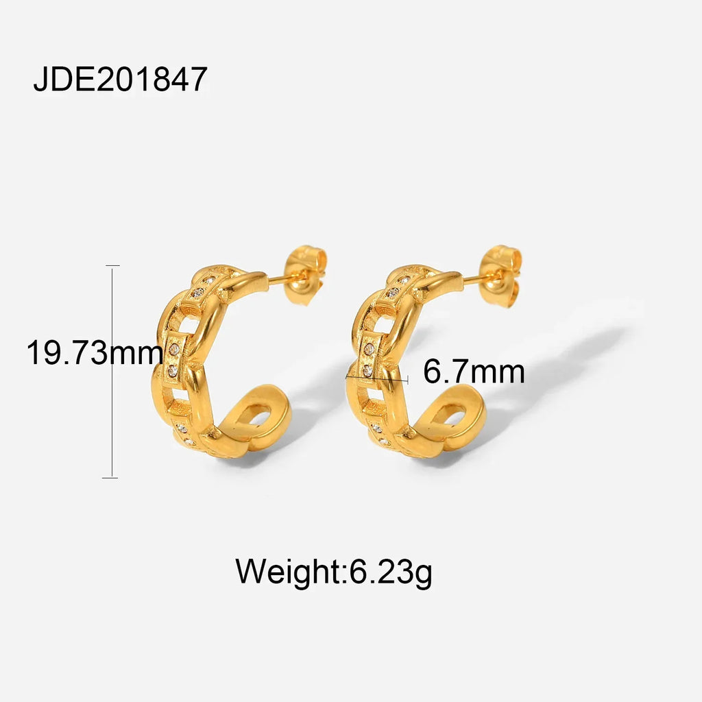 diamond-set-stainless-steel-earrings - Viexta