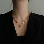 Vintage Gold Lock Pin Choker Necklace - Viexta