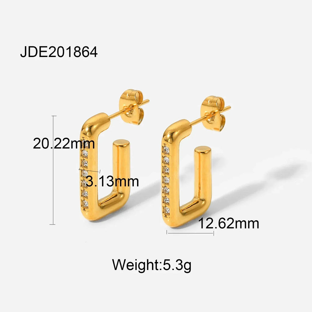 diamond-set-stainless-steel-earrings - Viexta