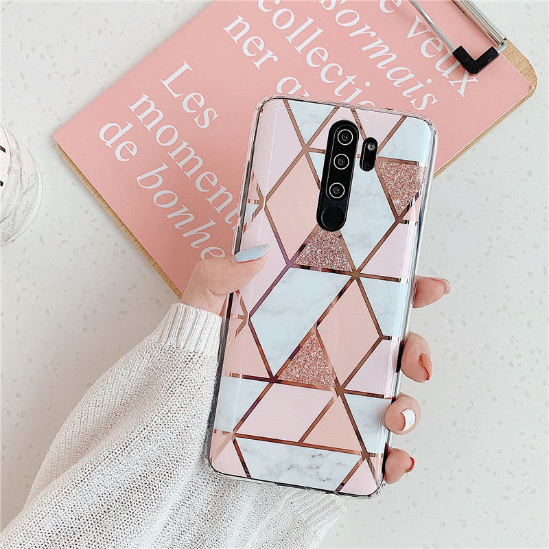 Plating Splice Marble Phone Cases for Samsung Note Series and Redmi