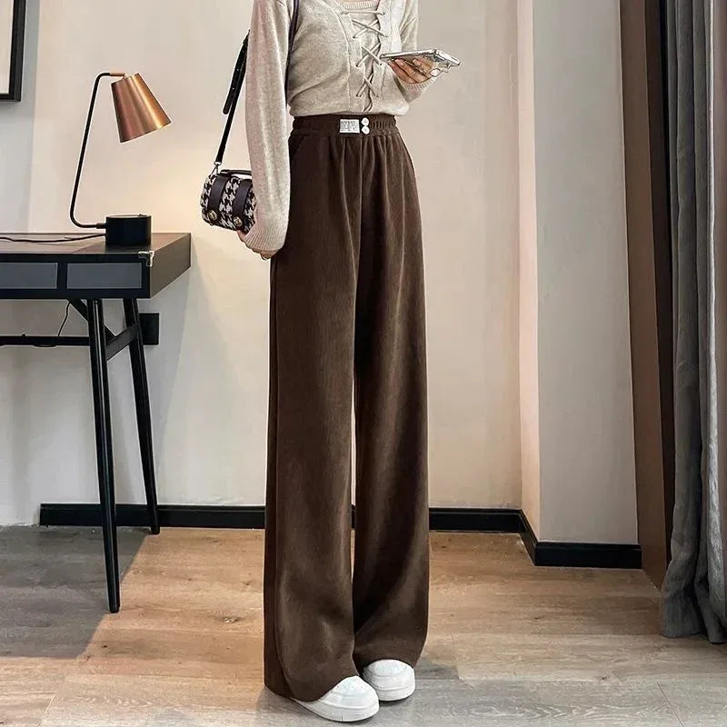Thick Lambskin Women's Wide-leg Pants Autumn And Winter Loose - Viexta