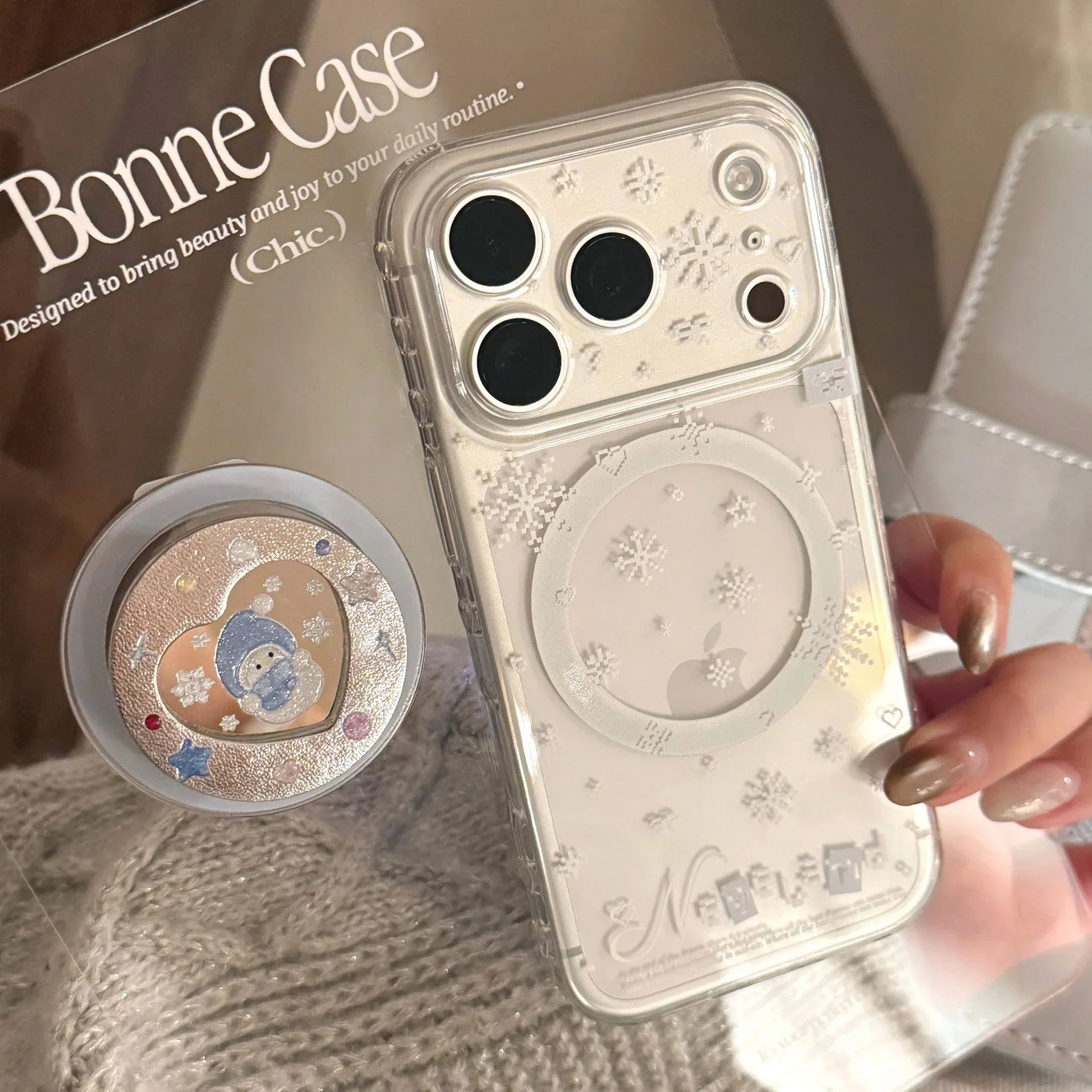 Glitter Snowman Magnetic Stand iPhone Case