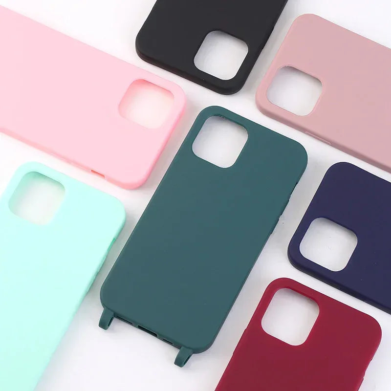 Solid Color Lanyard iPhone Case - Viexta