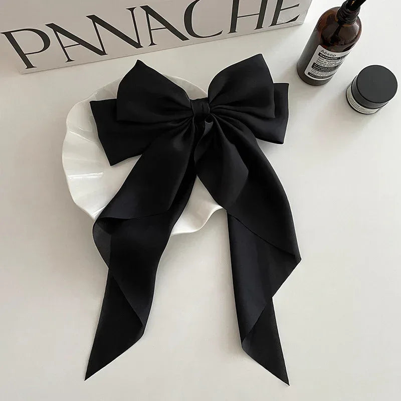 Satin Bow Ribbon Hairpin with Hair Clip - Viexta