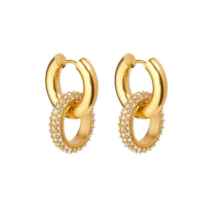 18K Micro Inlaid Zirconium Oval Detachable Earrings