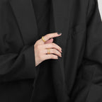 retro-irregular-double-line-silver-plated-ring - Viexta