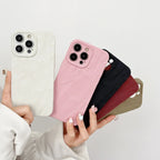 Solid Color Pleated Frosted iPhone Cover - Viexta