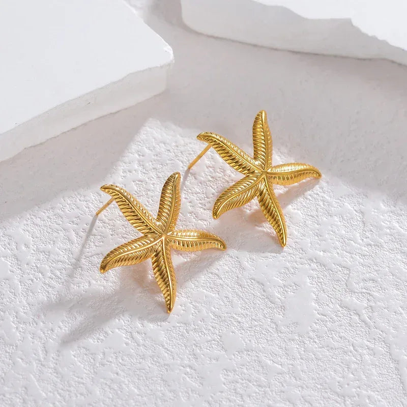 18K Gold Starfish Earrings - Viexta