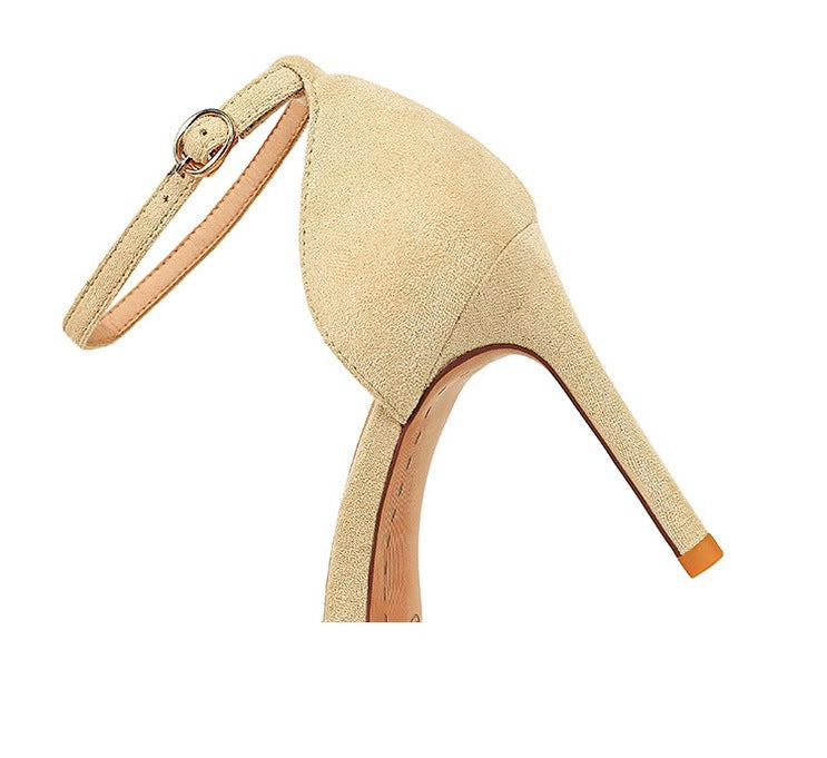 Low-cut Pointed Toe Nightclub Mesh Hollow-out Strap Heels