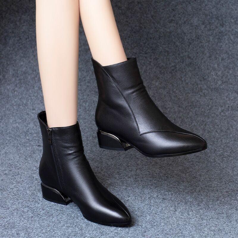 Short Tube Chunky Heel Martin Boots - Viexta