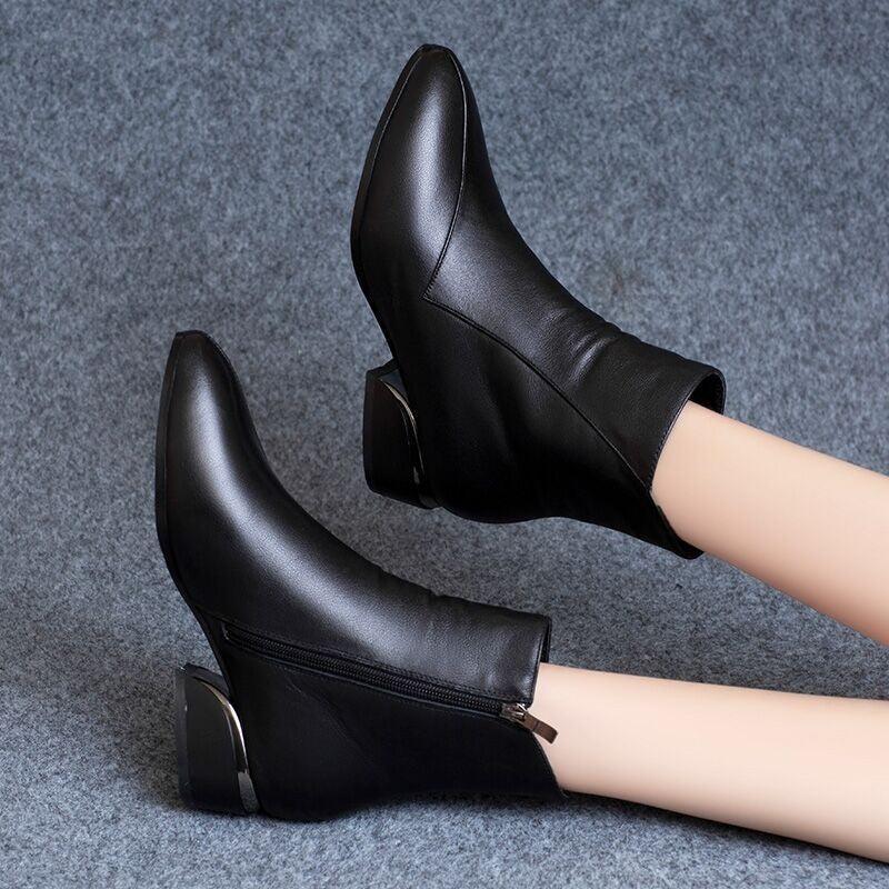 Short Tube Chunky Heel Martin Boots - Viexta