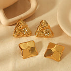 Embossed Cube Titanium Steel Earrings