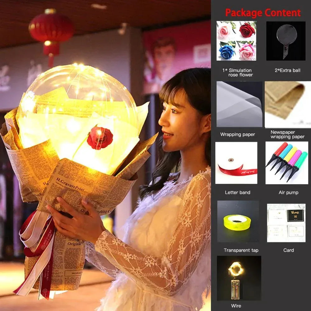 LED Luminous Balloon Rose Bouquet - Viexta