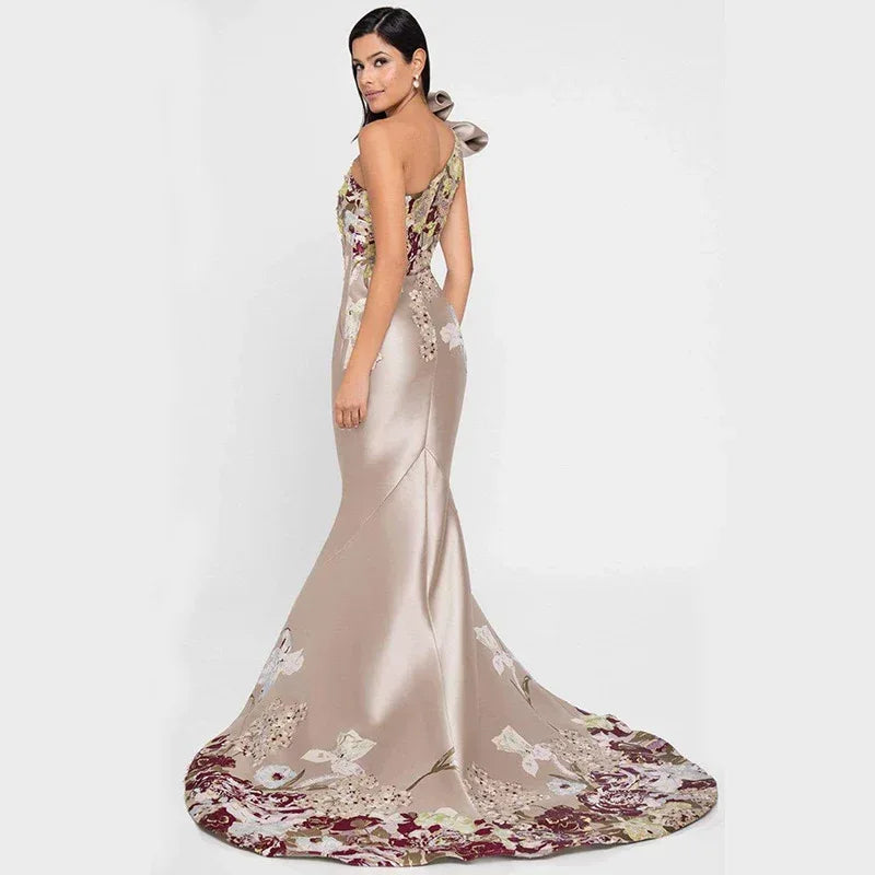 Backless Print Embroidery Dress - Viexta