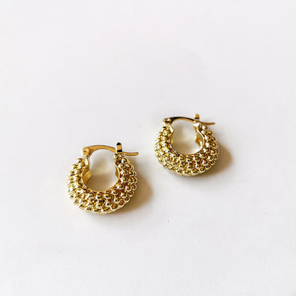 Golden round diamond Hoops