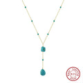 drop-shaped-turquoise-pendant-sterling-silver-necklace - Viexta