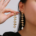 Drop-shaped Earring Bracelet Necklace Glossy Metal Ornament Suit - Viexta