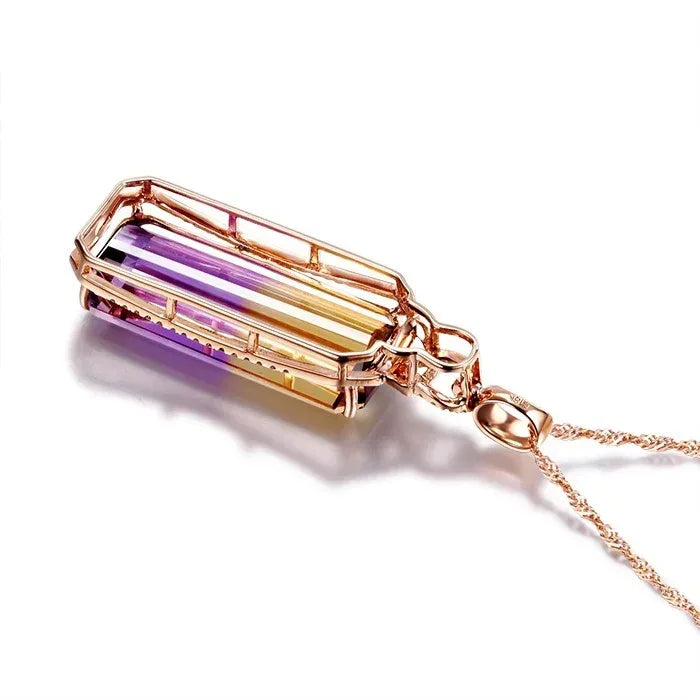 Women's 18K Rose Gold Plated Ametrine Necklace - Viexta