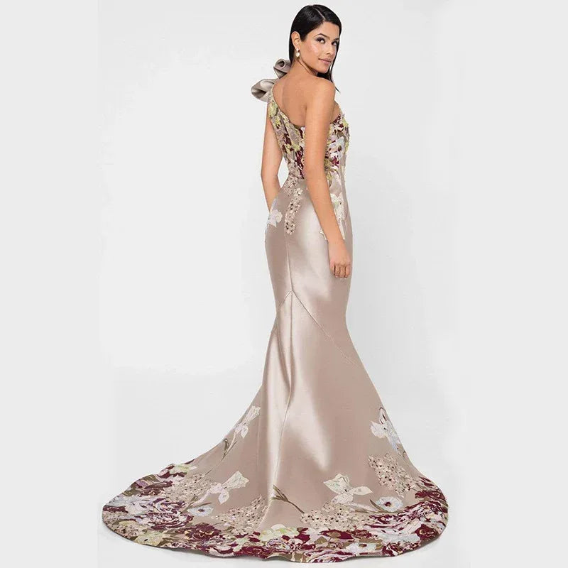 Backless Print Embroidery Dress - Viexta
