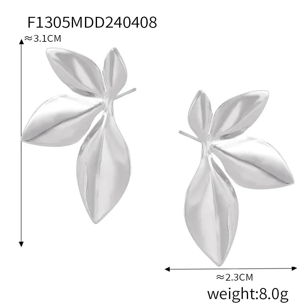Pearl Texture Titanium Steel Casting Earrings - Viexta