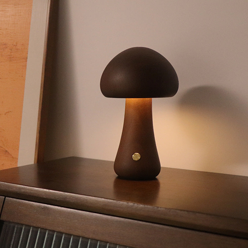 Wooden Cute Mushroom LED Night Light