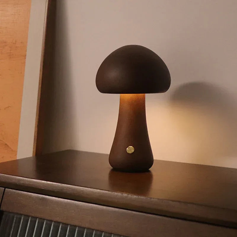 Wooden Cute Mushroom LED Night Light - Viexta