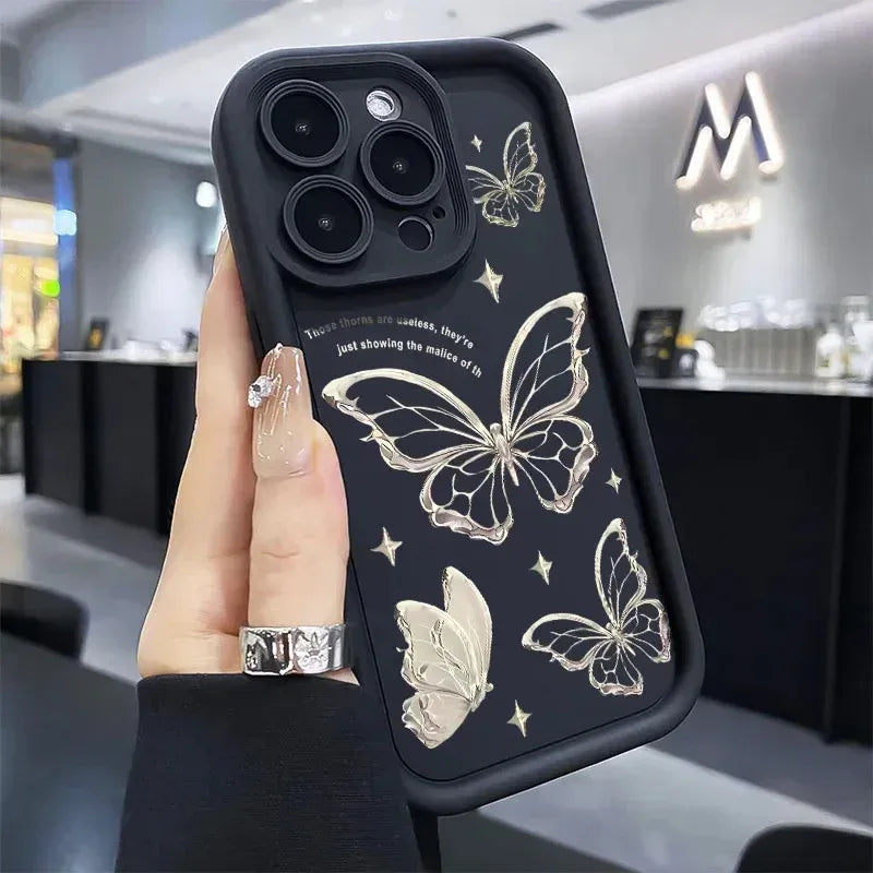 Silver Butterfly Drop-resistant Samsung Phone Case - Viexta